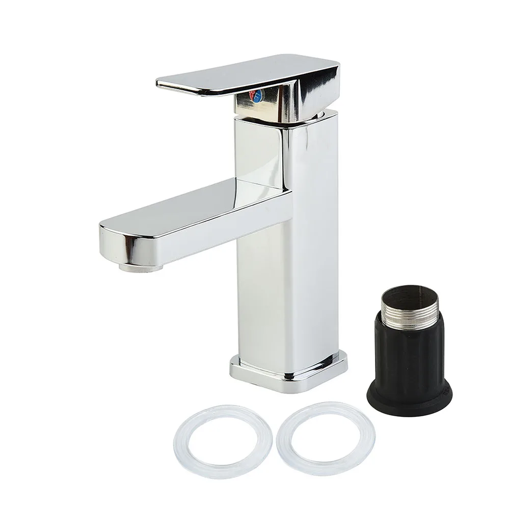 Bathroom Faucets Hot And Cold Mixer Tap Black/Chrome Deck Mounted Vanity Bathroom Kitchen Sink Faucets Square Washbasin Taps view 6