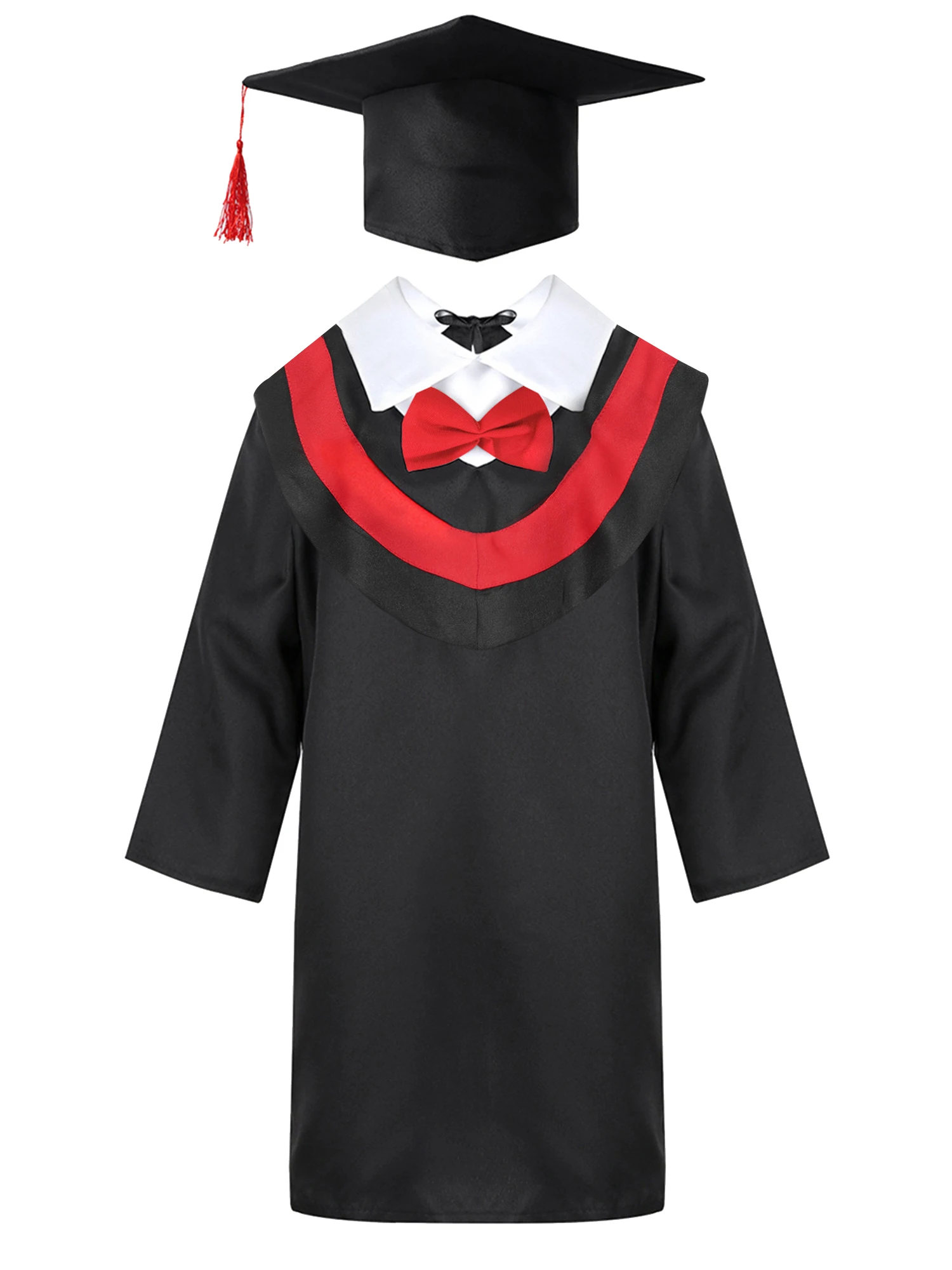 Boys Girls Nappa Preschool Cosplay Outfits Primary School Graduation Gown with Tassel Cap for Kids Role Play Costume Dress up