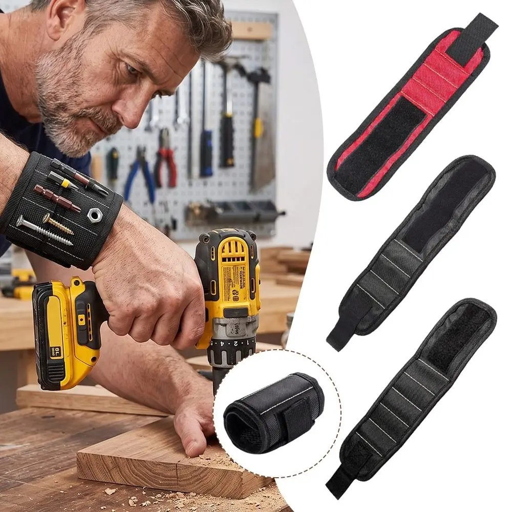Oxford Cloth Magnetic Wristband Adjustable Portable Magnetic Wrist Tool Holder Multi-Pocket Structure Hook-and-Loop Closure