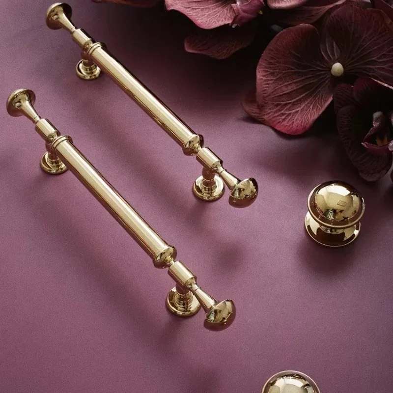 French Original Design Brass Furniture Handles Modern Door Pulls Cupboard Wardrobe Dresser Shoe Box Drawer Cabinet Wine Bar Knob