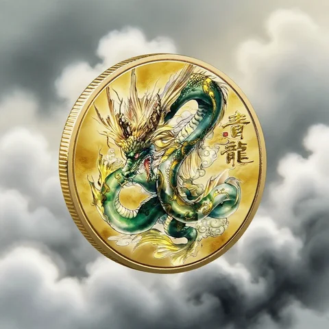 จีน Mythical Beasts เหรียญสะสมมังกรเหรียญ Tiger Suzaku Zodiac Tai Chi เหรียญที่ระลึกโชค