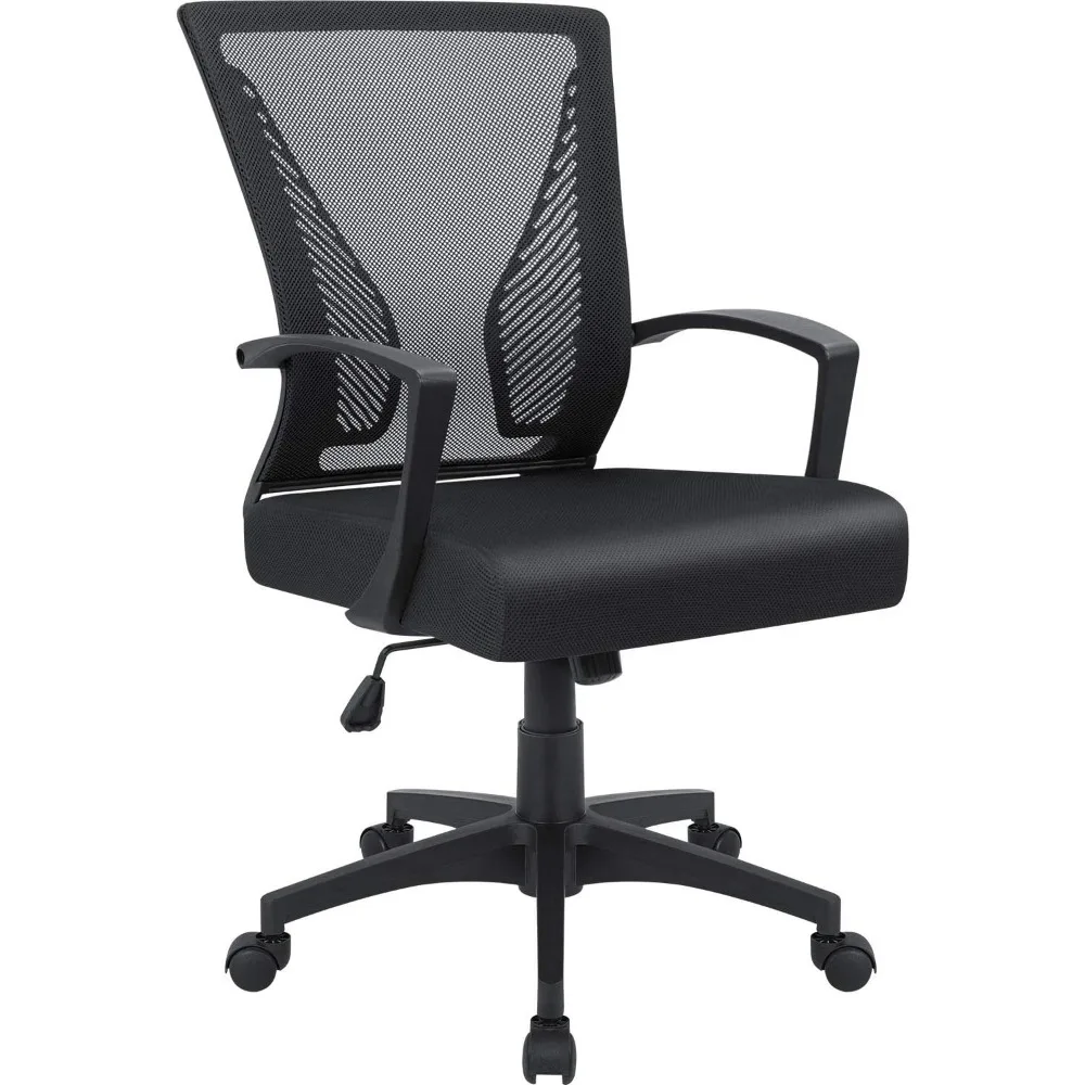 

Office Chair Mid Back Swivel Lumbar Support Desk Chair, Computer Ergonomic Mesh Chair with Armres