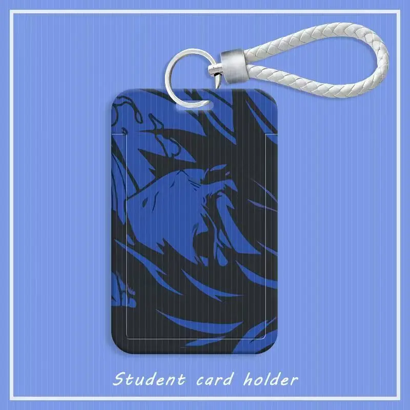 Demon Slayer Kamado Tanjirou ABS tarjetero deslizante llavero antipérdida moda creativa blanca cuerda corta accesorios de cubierta de tarjeta