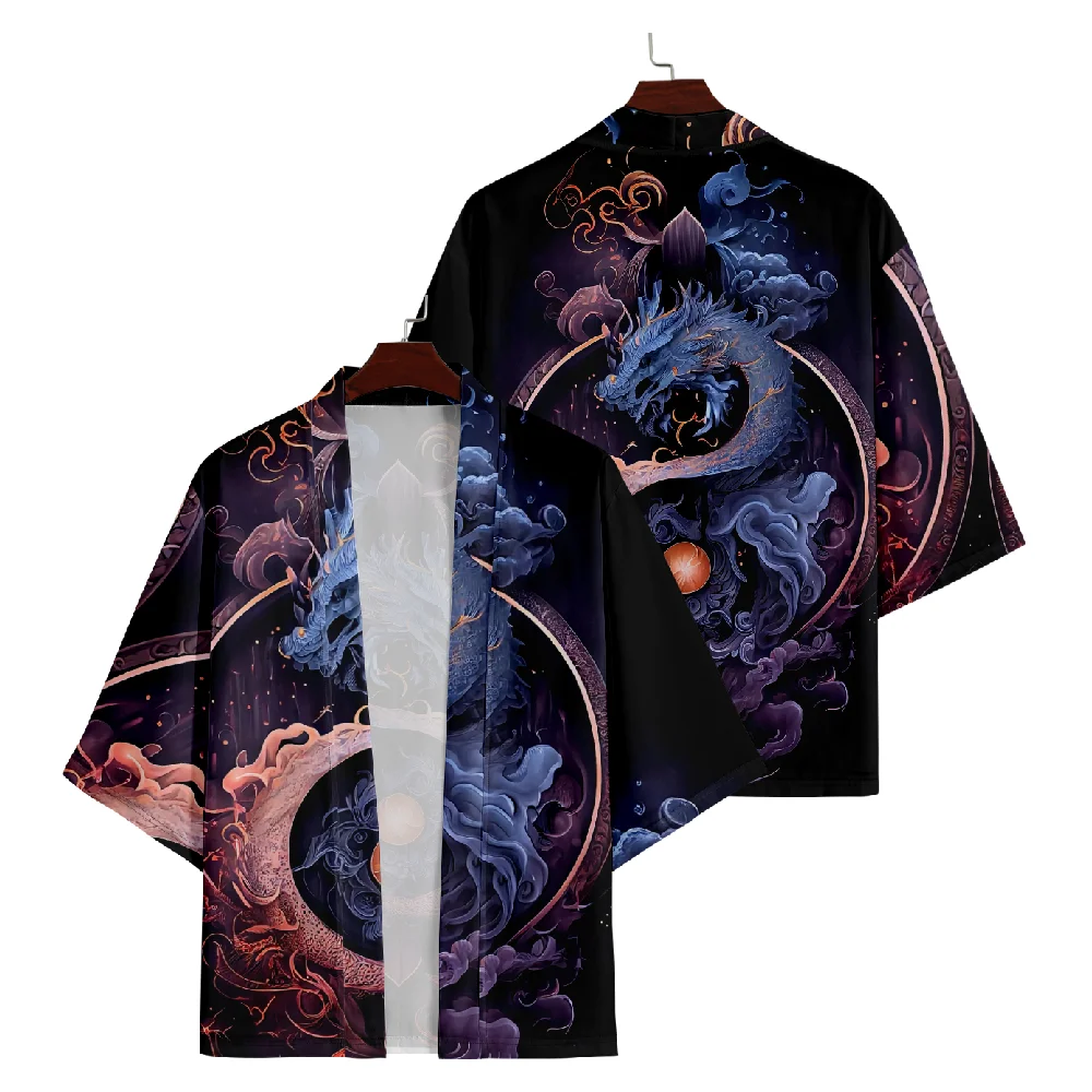 

Anime Dragon Print Kimono Clothes Summer Japanese Streetwear Cardigan Women Men Cosplay Haori Top Plus Size 4XL 5XL 6XL