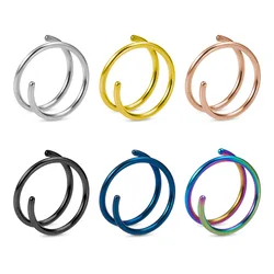 2Pcs Single Piercing Double Hoop Septum Nose Ring Surgical Steel Spiral Lip Nose Rings Cartilage Tragus Daith Piercing Earrings