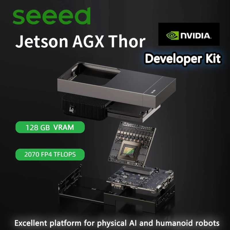 Seeed NVIDIA Jetson AGX Thor Developer Kit,for Physical AI and Humanoid Robotics, 128 GB LPDDR5X, Blackwell GPU 2070 FP4 TFLOPS