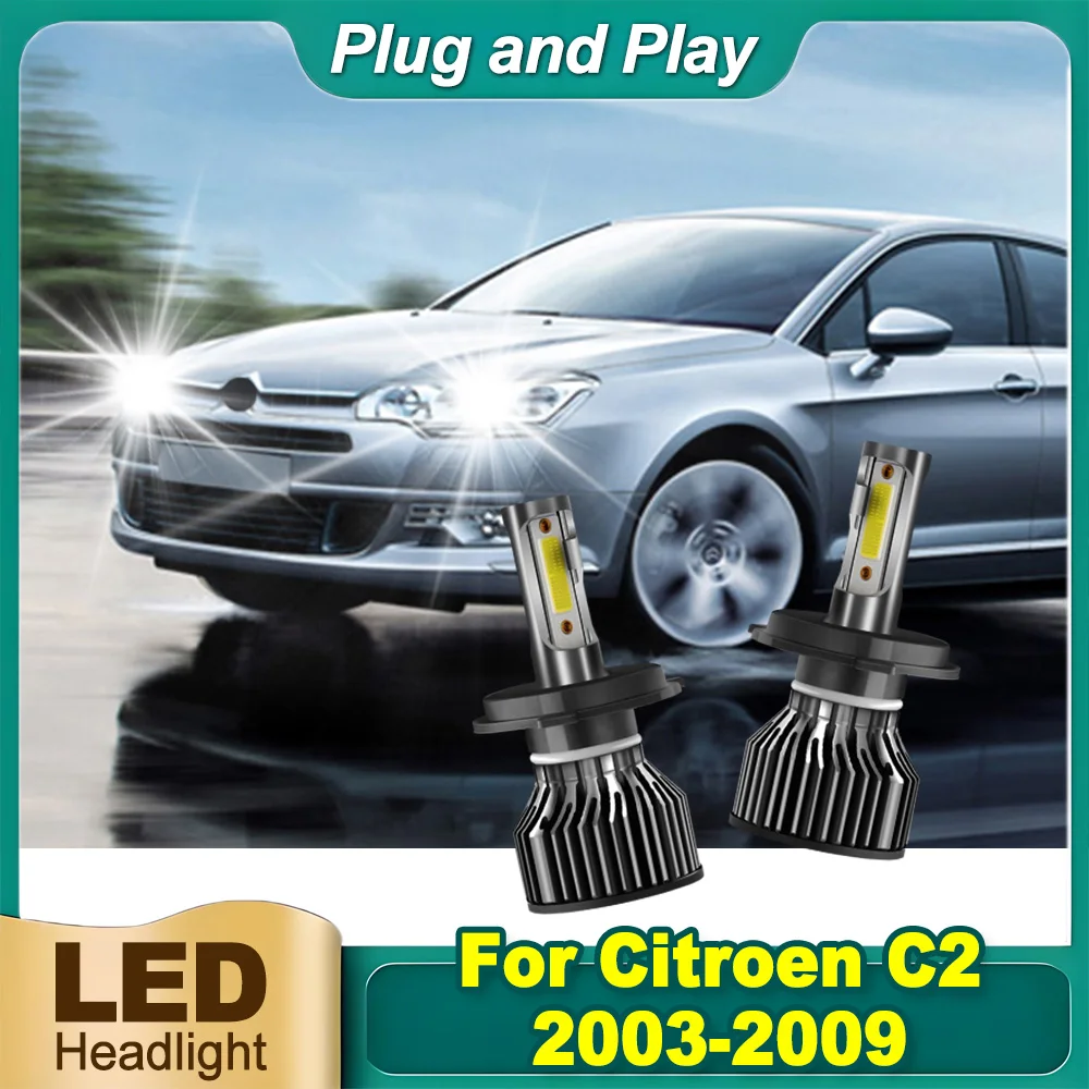 

2PCS H4 High Low Beam LED Headlight 6000K White Super Bright 120W 20000LM For Citroen C2 2003-2007 2008 2009 Canbus Car Light