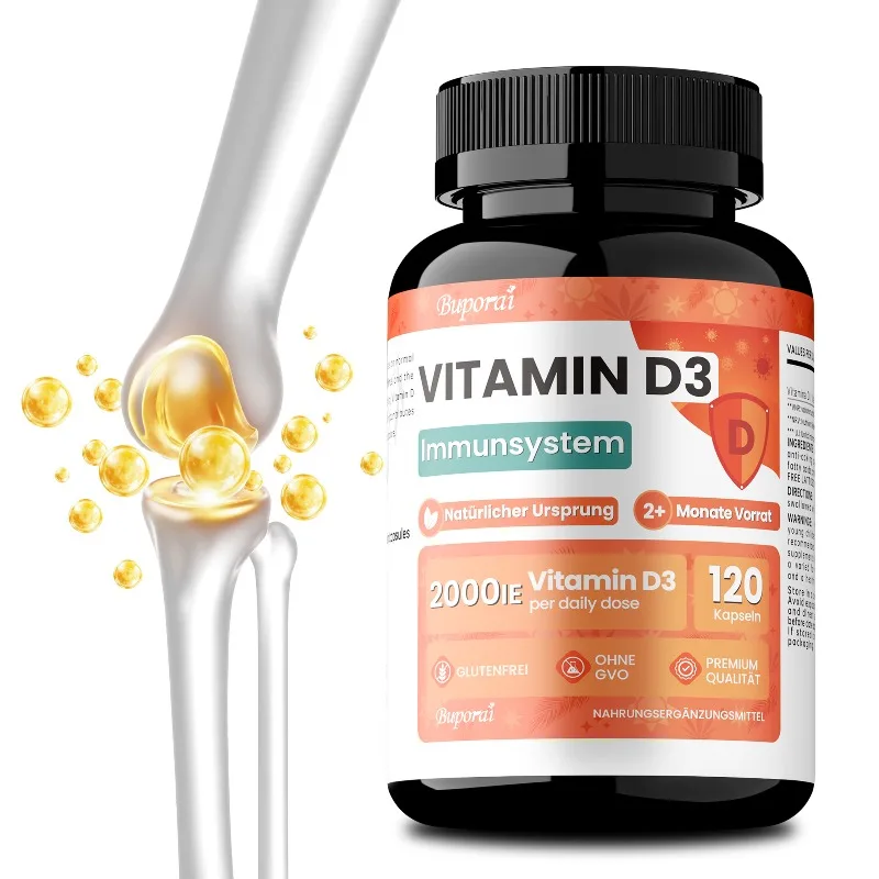 Vitamin D3 Supplement - Reduce Joint Pain, Promote Bone, Teeth and Muscles Health, Improve Immunity and Vitality, Non-GMO