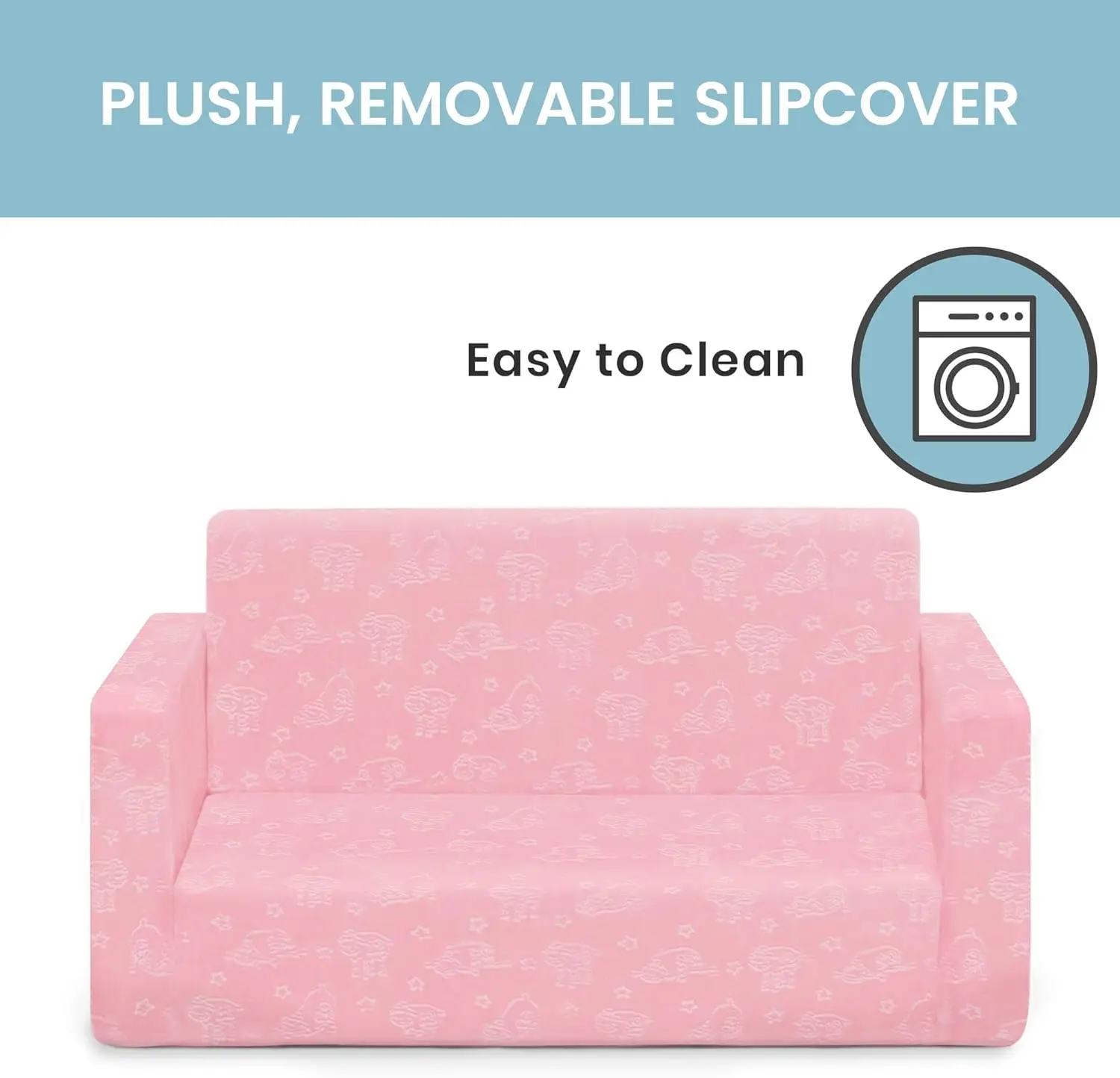 أريكة قابلة للتحويل إلى أريكة للأطفال - أريكة/نائمة قابلة للطي 2 في 1، وردي، بعرض 30 بوصة #6