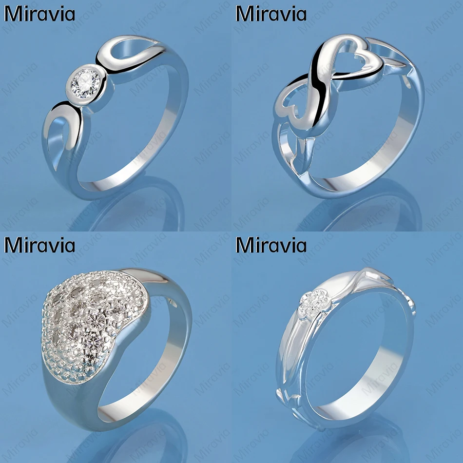 

Miravia 925 Sterling Silver 8-shaped Heart Ring Women's Retro Versatile Personality Engagement Jewelry