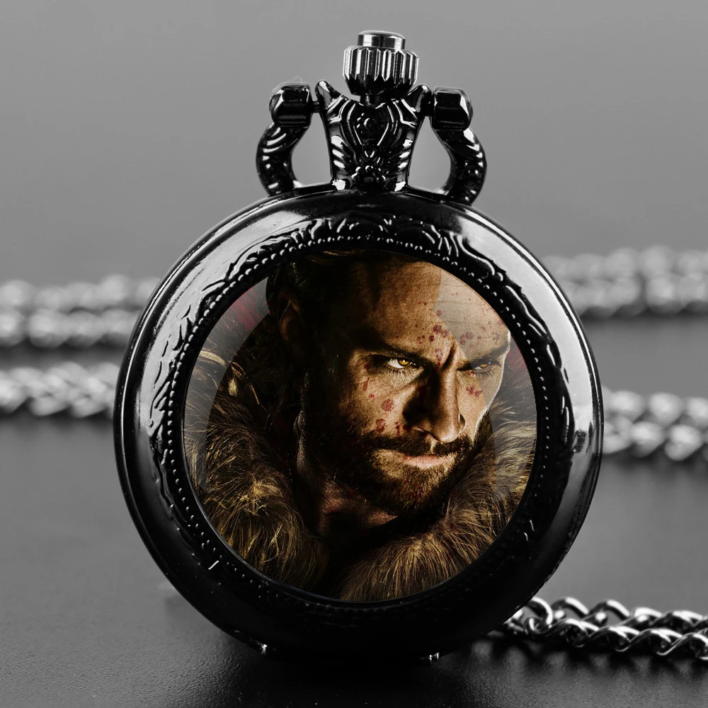 The Hunter Movie Glass Dome Vintage Arabic Numerals Quartz Pocket Watch Necklace Pendant Clock Chain Mens Boys Gift