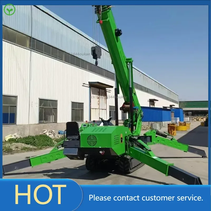 Medium armor crawler type spider crane, telescopic arm high-altitude mobile folding crane, can enter the elevator miniature