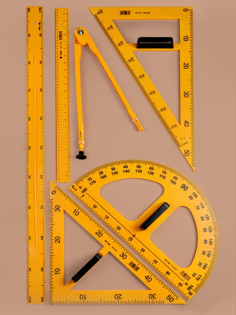 Teaching Triangle Ruler Protractor Compass Math Drawing Instruments For Teachers Educational Stationery 50/100cm Straight Ruler 2