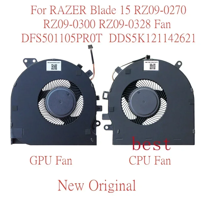 New Original Laptop CPU GPU Cooling Fan For RAZER Blade 15 RZ09-0270 RZ09-0300 RZ09-0328 Fan D FS501105PR0T DDS5K121142621 DC5V