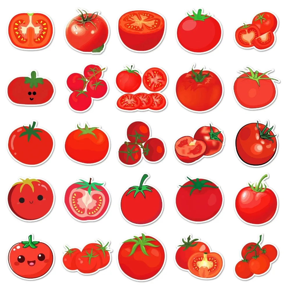 50PCS New Tomato Sticker Plant Cartoon Stationery Flat Luggage Bottle Guitar Computer Helmet Clip Wall Sticker Decoration