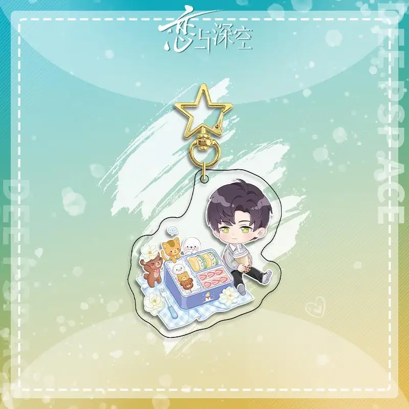 Cute Love and Deepspace Q Version Anime Keychain Xavier Zayne Rafayel Acrylic Llaveros Shen Xinghui Li Shen Qi Yu Bag Pendent6CM