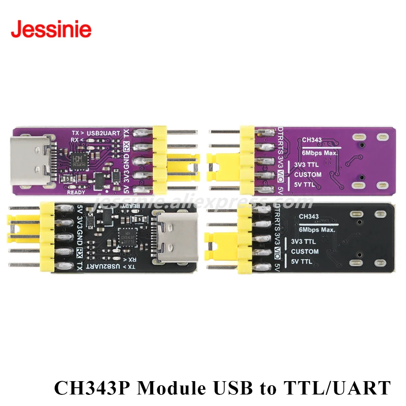 5pcs/1pc CH343P USB to TTL/UART USB to High Speed Asynchronous Serial Port Module MCU Debugging Burning Downloader 3.3V/5V
