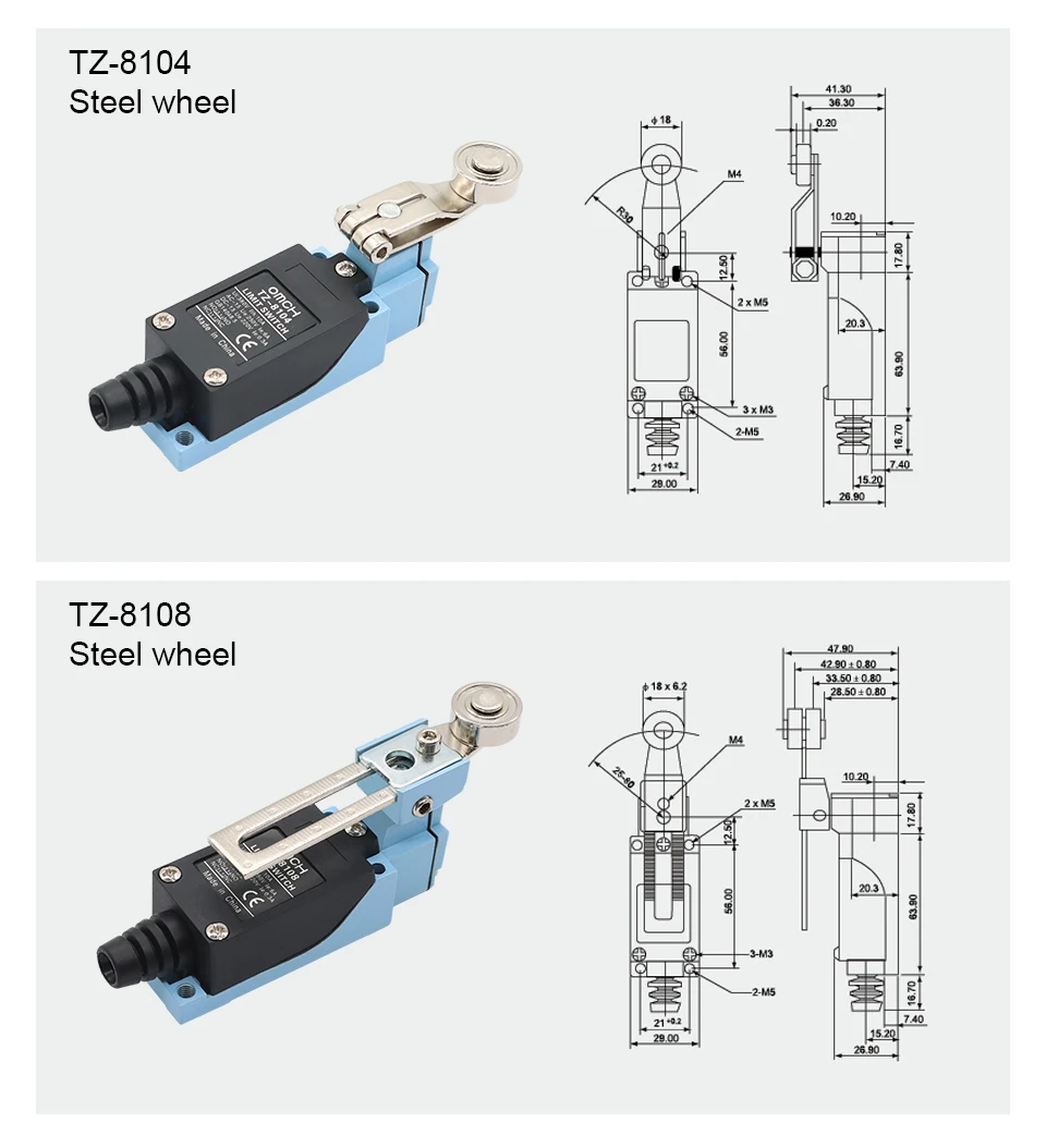 OMCH Silberkontakt Selbstrückstellender Endschalter TZ-8104 8107 8108 8111 8112 8122 8166 8168 8169 IP65 Wasserdichter Reiseschalter – Detail 12
