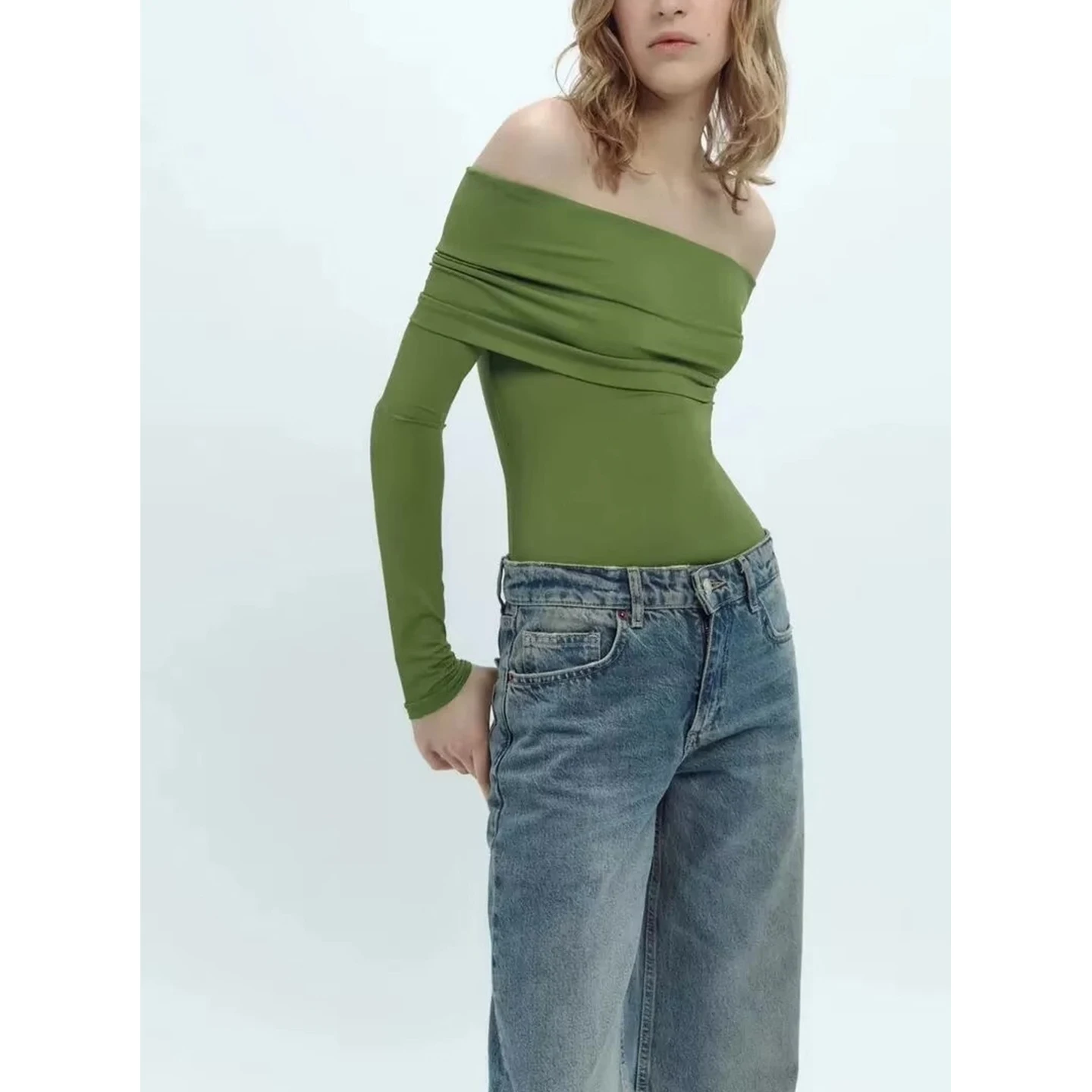 الخريف المرأة عادية نايلون قطعة واحدة طويلة Sve الانحناء oulder عالية الخصر مستقيم الساق تخفيف Sle بذلة ألياف البوليستر