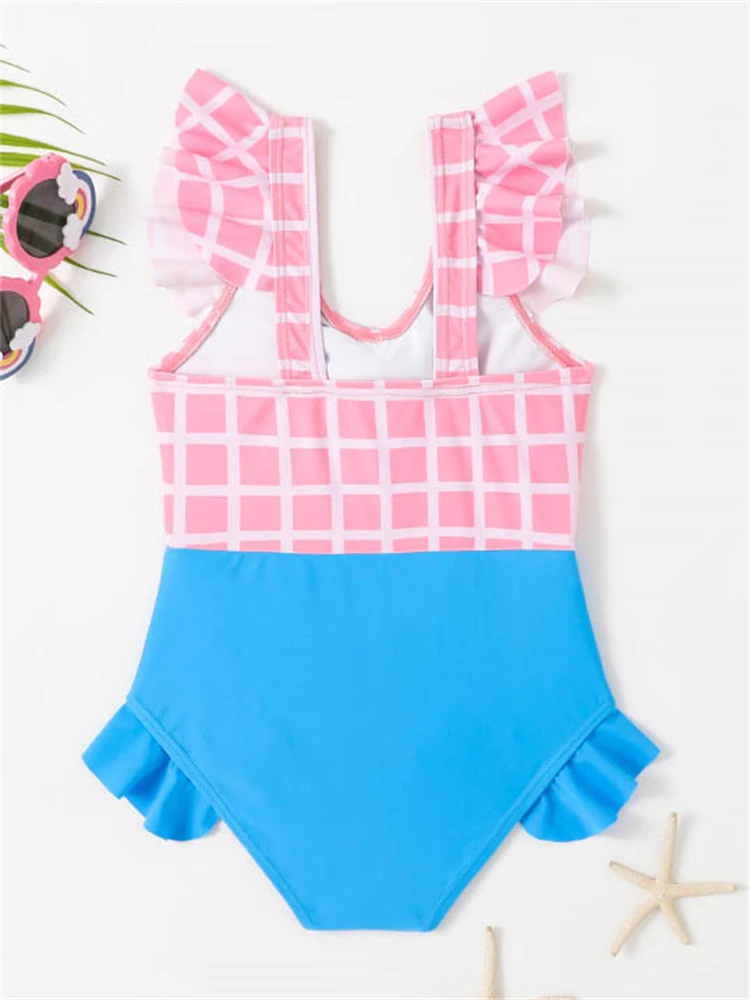 Girls Kids Swimsuit One Piece Ruffle Sling Bow Bodysuit Swimwear Monokini Summer Children Beachwear Bathing Suit Swimming Suit's