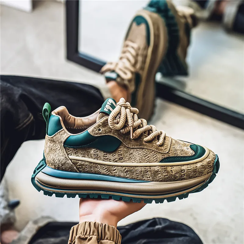 Thick Sole Men Chunky Sneakers Outdoor Wear-resistant Male Trends 2025 New Mens Casual Shoes Fashion Comfort Anti Slip Vulcanize