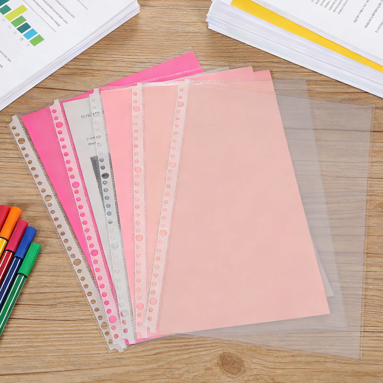 

100Pcs Sheet Protector for Binder Clear 30 Holes Loose Leaf Pouches Document Filing Bags for Organized Storage Solutions