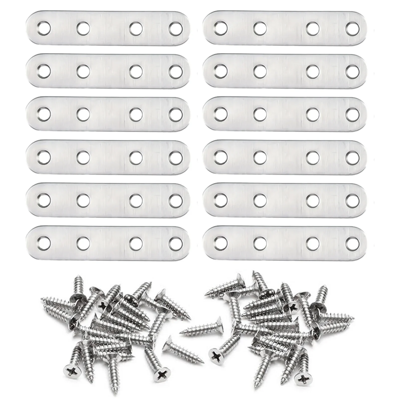 Stainless Steel Furniture Connector Bracket 12pcs Heavy Duty Straight Flat Plate for Repair Restoration and Reinforcement