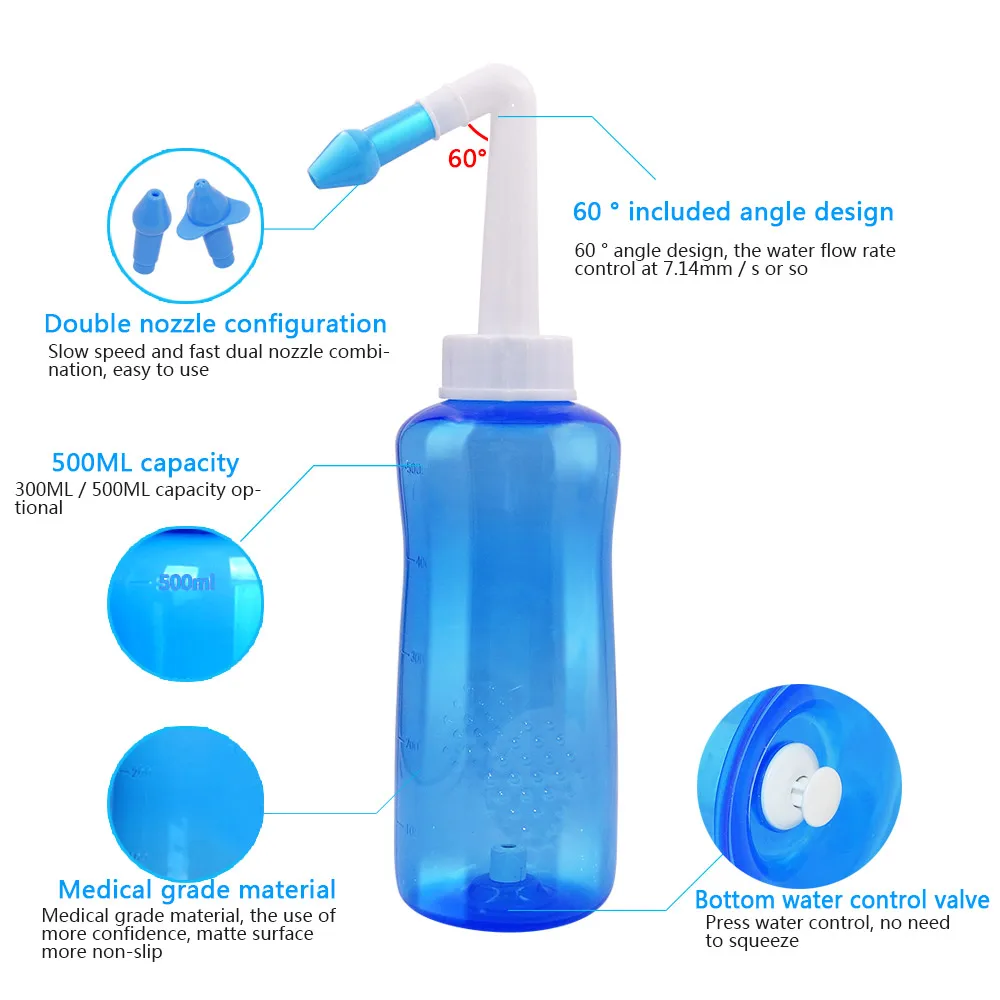 1PCS 300/500ML Nasal Wash Cleaner Nose Protector Cleans Moistens Child Adult Avoid Allergic Rhinitis Neti Pot for Child Adult