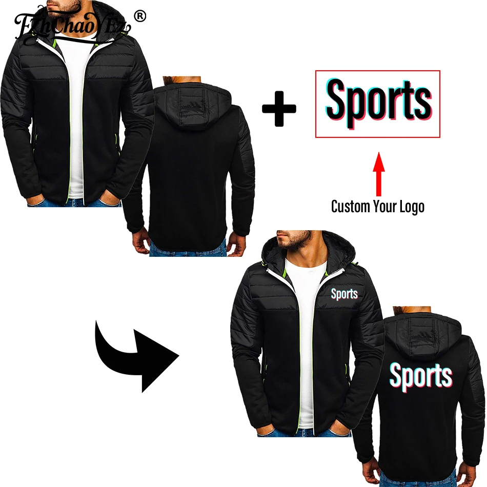 Custom Logo Men's Hoodies Spring Autumn Casual Long Sleeve Zip Hoodie Men Sweatshirt Patchwork Hooded Sweatshirts Hoody Cardigan