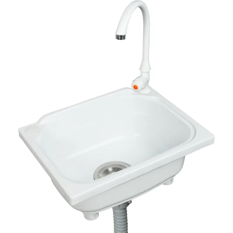 

kitchen Single Bowl Utility Sink, Kitchen Wall-Mounted Sink 15.1 x 11.2 Inch With 1.26 inch faucet hole, Plastic rv sink for Hom