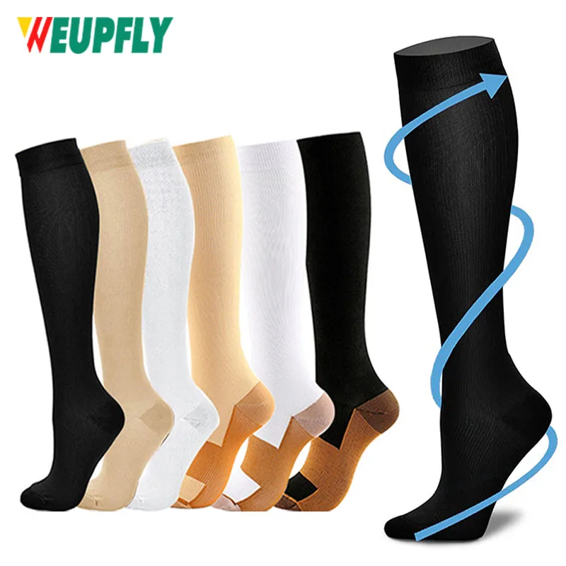 1Pair Copper Compression Socks for Women & Men Circulation 15-20 mmHg is Best for All Day Wear Running Nurse