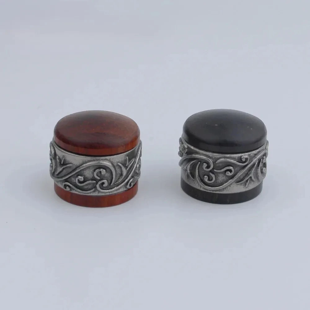 Red Sandalwood Ebony Button Pot, Antique Silver or Gold, Long Grass Flower Around Button Potentimeter, Guitar Bass, 1pc Knob