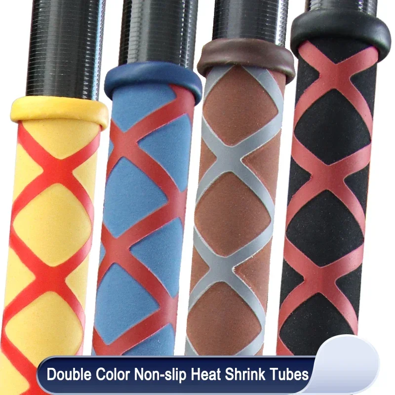 1m/pcs Double Colors Non Slip Heat Shrink Tube 20/22/25/30/35mm Insulation Protect Waterproof Anti-Slip Fishing Rod Wrap