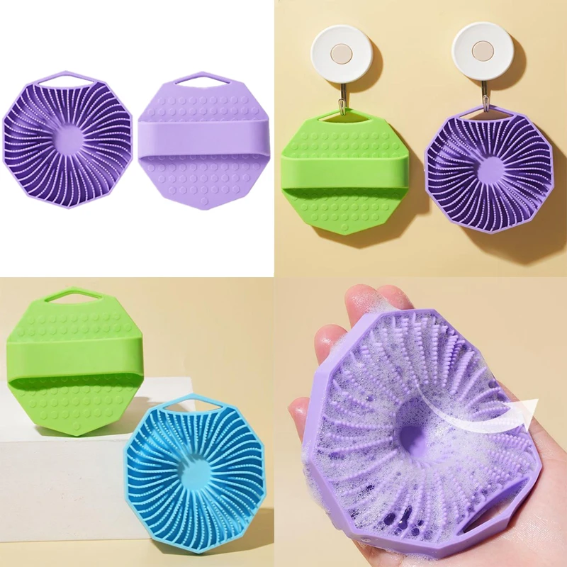 

{MX} Soft Silicone Exfoliating Brush Body Cleansing Scrubber Glove Gentle Massage Shower Bath Brush Bathroom Accessories