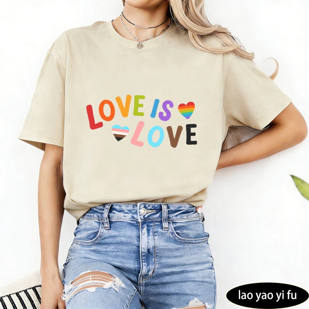 Inclusive Love Is Love Shirt Clean Cheerful Aesthetic Unisex Tshirt LGBTQ Pride Clothing Pride Month Women Casual Cotton T-shirt