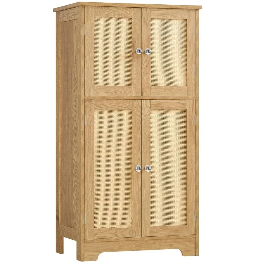 

Шкаф для хранения, шкафы из ротанга с 2 регулируемыми полками и 4 дверцами, шкаф для ванной комнаты, шкаф, напольные шкафы для гостиной Ro