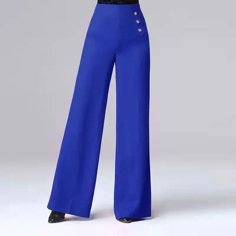 

Fashion Loose High Waist Button Solid Color Asymmetrical Pants Women's 2025 Autumn New Office Lady All-match Casual Capris D15