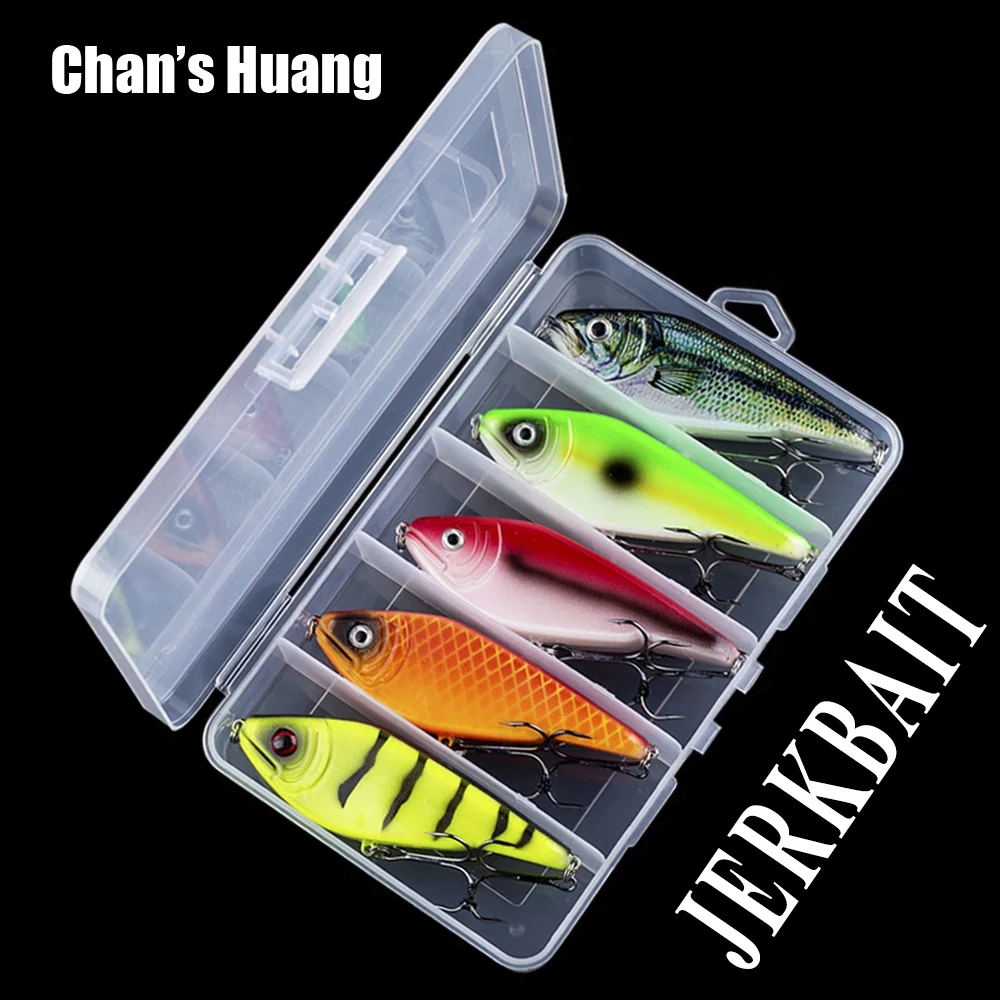 Chan's Huang 5PCS / BOX 9CM 26G Freshwater Artificial Bait Hard Wobbler Sinking Pike Bass Musky Predator Jerkbait Fishing Lure