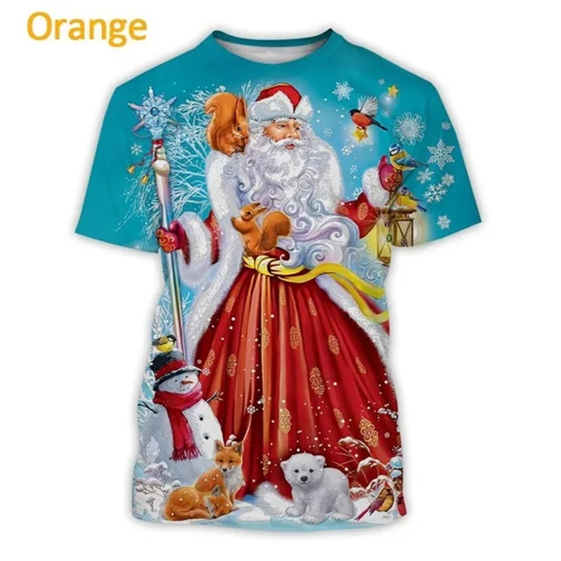 New Fashion Christmas Santa Claus 3d Printed T-shirt Men And Women Christmas Eve Casual Short-sleeved TShirt Summer Men\'s Tops