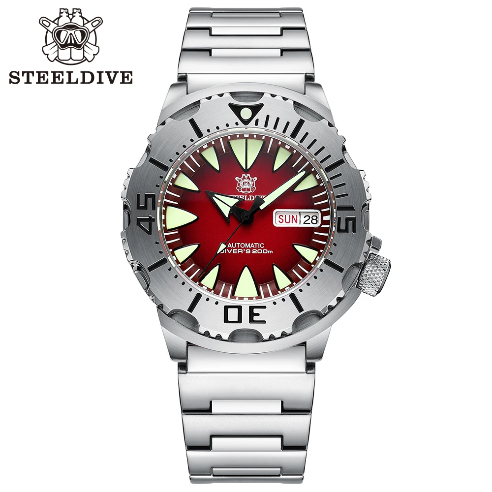 STEELDIVE SD1984 Steel Bracelet 42.2MM M onster 200M Waterproof NH36 Day Function Sapphire Glass Automatic Movement Dive Watches