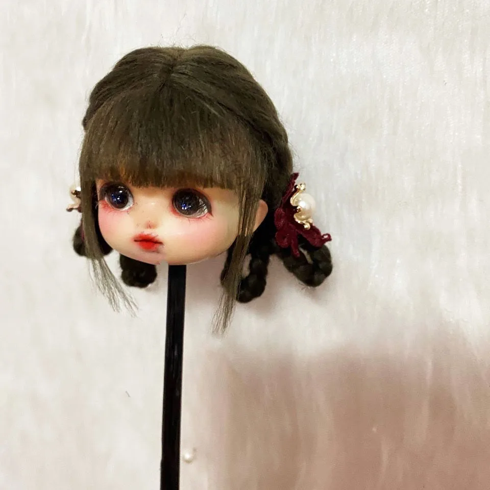 エレガントな 1/8 1/6 BJD ドールヘア、OB11 模造ビーチウールウィッグ、頭囲 12.5-18cm