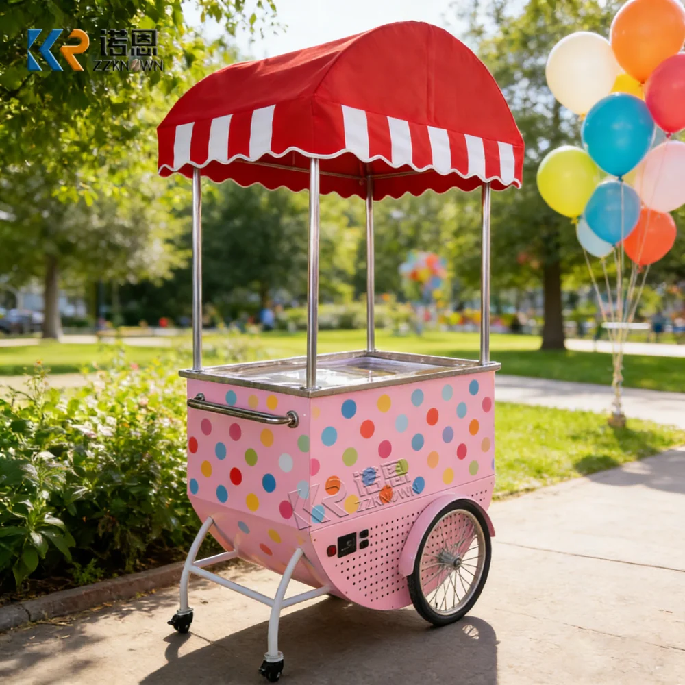 Portable Ice Cream Cart Premium Dessert Kiosk Snack Coffee Street Summer Outdoor Dessert Push Cart For Summer Festival