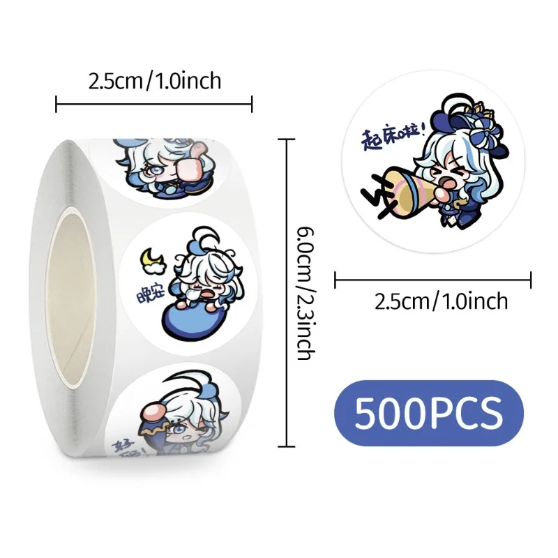 500PCS Genshin Impact Furina Hot Games 2D Peripheral Q Version Scroll Sticker Hand Account Seal Sticker Comic Exhibition Gifts