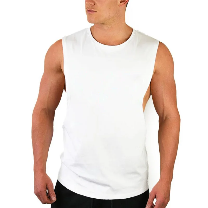 Muscleguys Blank Gyms Tank Tops Mens Solid Cotton Bodybuilding Clothes Fitness Men Singlet Workout Sleeveless Stringer Shirts