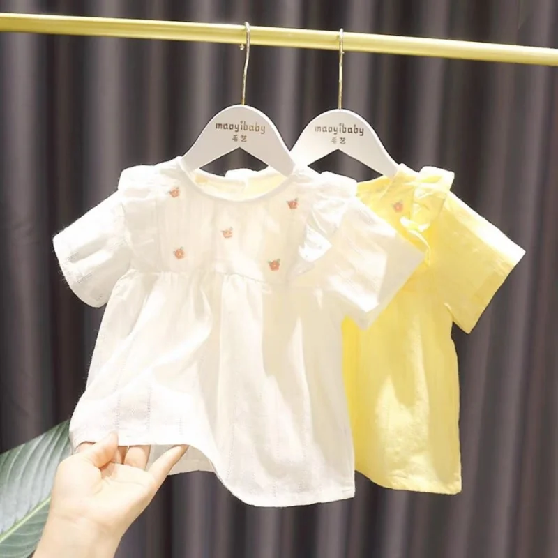 

Baby Girl Princess Dress New Children's Summer Clothing Girls' Fresh All-Matching Small Flower Doll Shirt Trendy Girls' Summer C