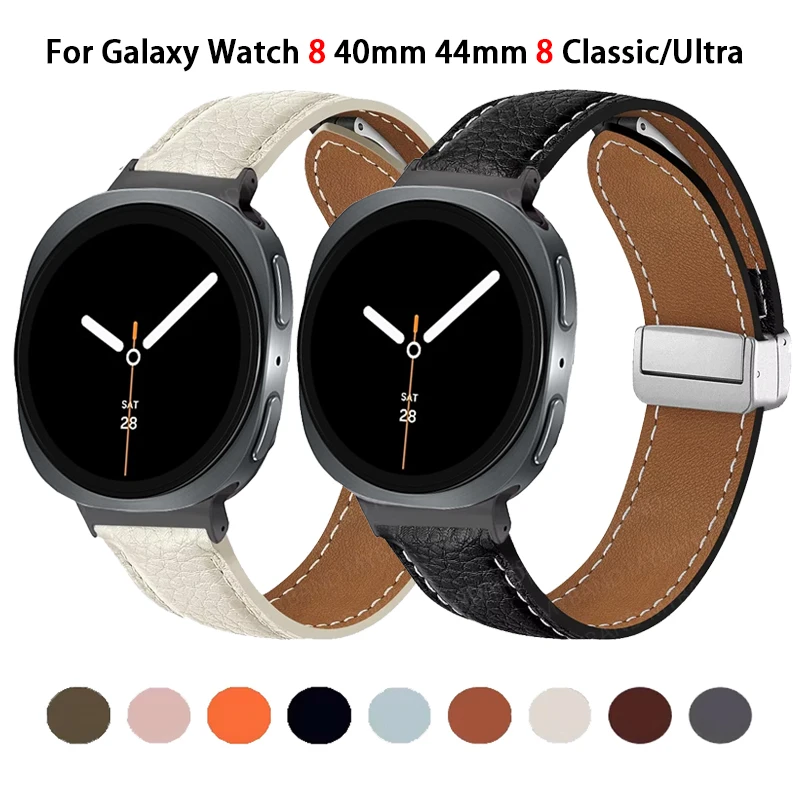 Lederarmband für Samsung Galaxy Watch 8 40 mm 44 mm 8 klassisches magnetisches Uhrenarmband für Galaxy Watch Ultra 47 mm Armband