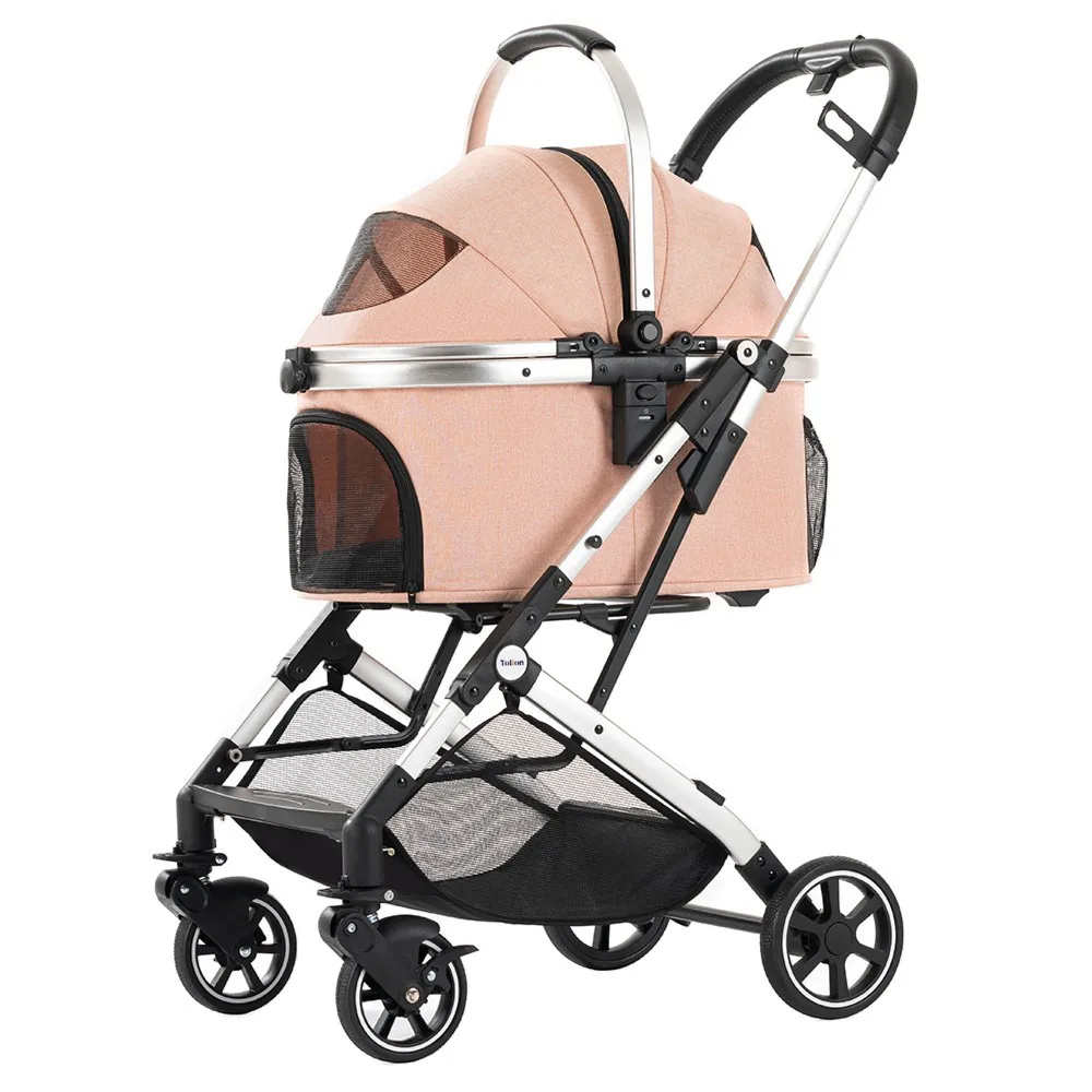 Pet cart Walking dogs Small and medium-sized dogs Cat out Small cart Lightweight one-click folding basket Separable cart