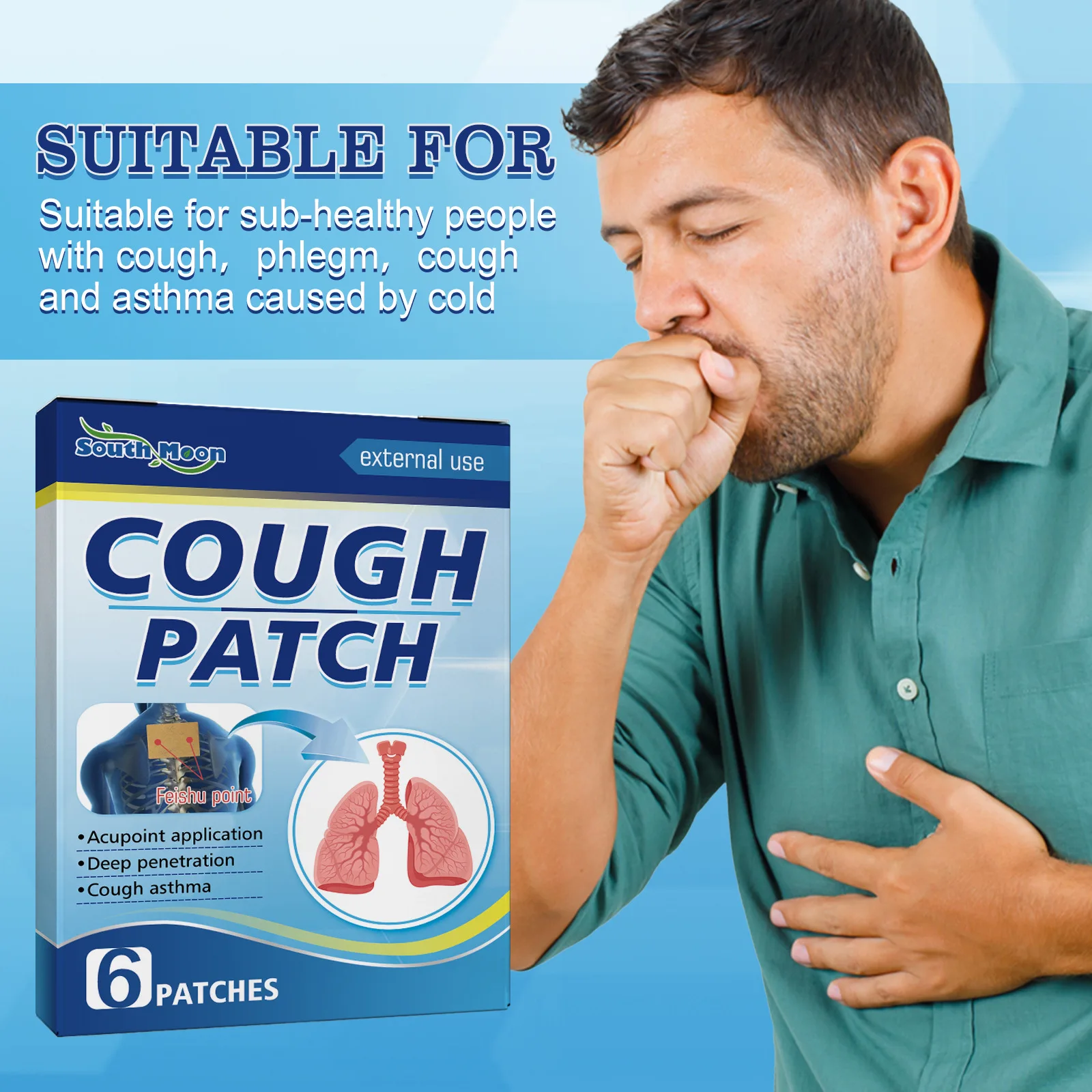 Cough Relief Patch Throat Itching Cold Asthma Treatment Sore Throat Pharyngitis Bronchus Pain Relieving Stop Coughing Sticker