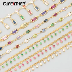 GUFEATHER C321,chain,pass REACH,nickel free,18k gold rhodium plated,copper,zircons,jewelry making,diy bracelet necklace,50cm/lot