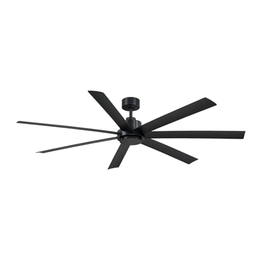 

Indoor/Outdoor ceiling fan for living room, metal, black, 72-inch wide with 7 blades and weather-resistant design